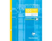 Feuillets mobiles sous étui 17x22 cm 100 pages perforées 2 trous grands carreaux
