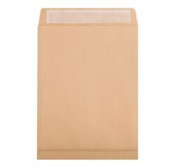 Boite de 250 Pochettes Kraft Brun 26-275x365mm avec Soufflet de 30 mm - Auto-Adhésives - 120g/m2 - Brun