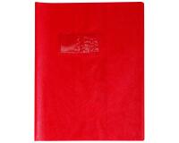 Protège-cahiers grain cuir PVC 22/100ème 17x22 cm - Rouge