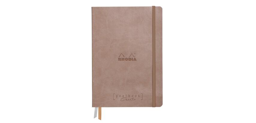 Rhodiarama Goalbook Creation rembordé rigide A5 100p papier lavis technique blanc uni 200g avec élastique - Taupe