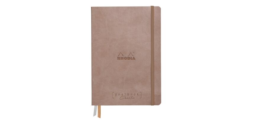 Rhodiarama Goalbook Creation rembordé rigide A5 100p papier lavis technique blanc uni 200g avec élastique - Taupe