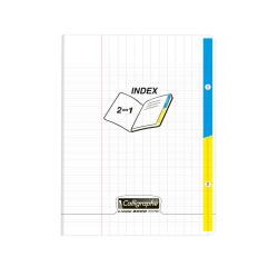 Cahier piqué 2 index 8000 POLYPRO 17x22cm 96 pages grands carreaux Incolore - Incolore