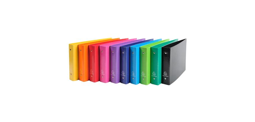 Classeur rigide rembordé pour fiches bristol 125x200mm 2 anneaux 25mm Iderama - Couleurs assorties