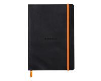 Rhodiarama carnet souple NOIR A5 160 pages 5/5 papier ivoire 90 g/m2, fermeture élastique - Noir