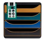 Exacompta, Big Box, Schubladenbox mit 4 Schubladen, Neo Deco - Farben sortiert