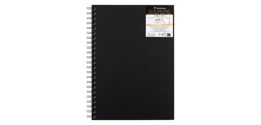 Goldline Skizzenbuch mit Spiralbindung, fester Einband, A4 Hochformat, 50 Blatt 140g - Weiß