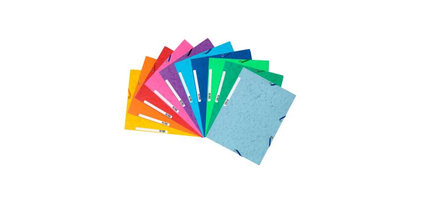 Exacompta Pressboard Elasticated 3-Flap Folder 400gsm A4 - Assorted colours