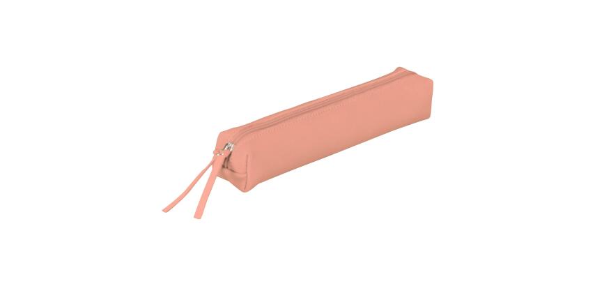 CUIR TEINTÉ Trousse SLIM 19,5x2,5x4 cm Corail
