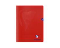 Cahier piqué Mimesys 24x32cm 48 pages petits carreaux couverture polypropylène - Rouge