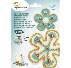 Kit à broder broches fleurs - Bleu