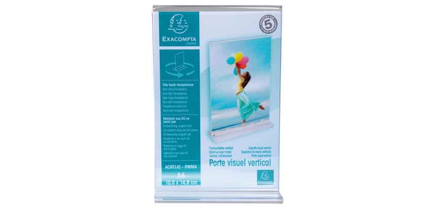Exacompta A6 Stand-up Sign Holder - Crystal