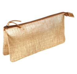 KLEO-PATHRA CUIR Grande Pochette 2 compartiments 22x11 cm Or