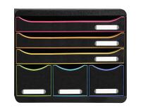 Módulo individual STORE-BOX, 6 cajones, STOP de seguridad, porta-etiquetas - 270x355x271 mm - Black Office