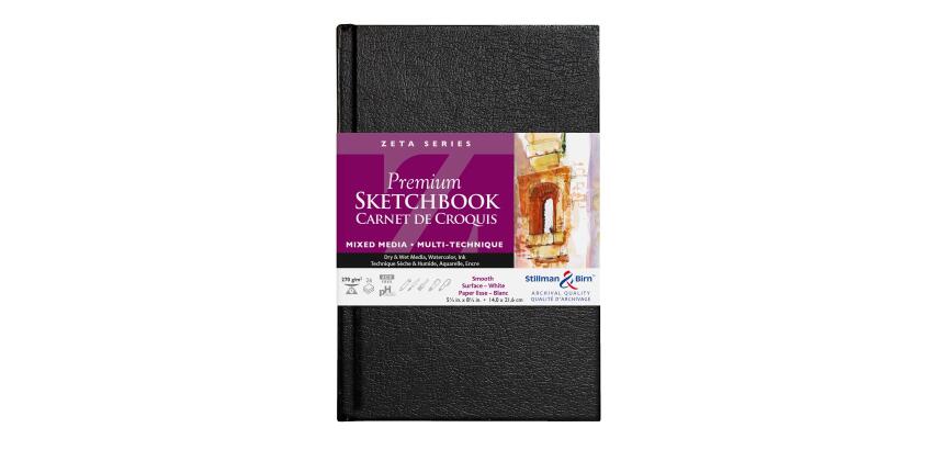 Zeta Series carnet rembordé rigide 26F 14x21,6cm 270g - Blanc