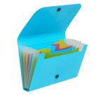 Kleine Fächermappe 11x18 cm, 6 Fächer aus Recycling-PP, Kollektion Pop'N Co - Cyan
