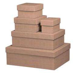 Rhodiarama set 5 boîtes gigognes simili cuir italien 44x34x16 cm - Taupe