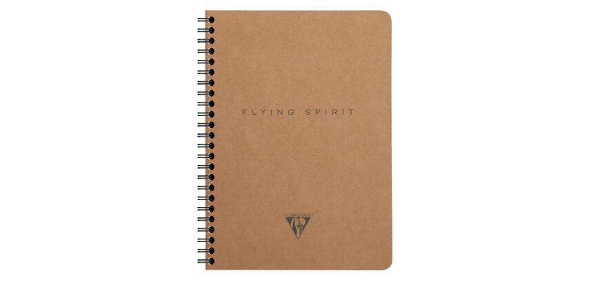 Carnet reliure intégrale à pochettes Flying Spirit Kraft A5 120 pages détachables ligné motifs assortis papier ivoire 90g - Brun