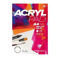 Acrylpad blok gelijmd 15 bladen A4 285g.