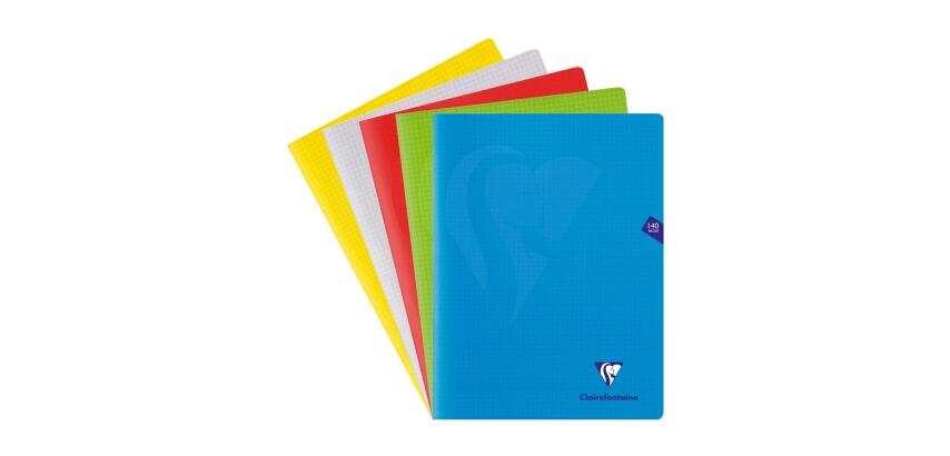 Cahier piqué Mimesys 24x32cm 140 pages petits carreaux couverture polypropylène Couleur aléatoire - Assortis