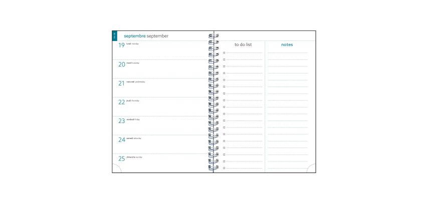 Recharge agenda de bureau EasyTime 21S Spiralé 21 x 15 cm Semainier Janvier à Décembre 2027