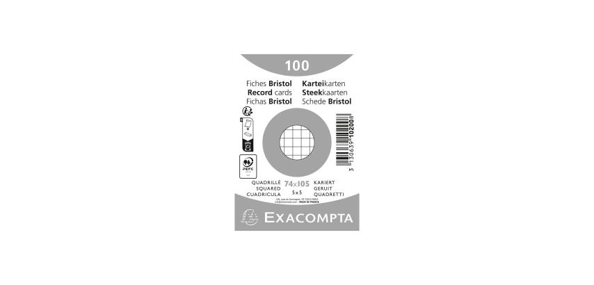 Pk100 Exa Rec Cards 7.4x10.5 Square Wht - White