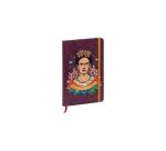 Frida Kahlo, Carnet rembordé rigide A5 14,8x21 cm, 160 pages, ligné, marque page, fermeture élastique, ass.
