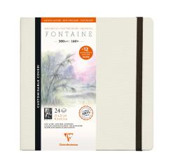 Fontaine Aquarelle carnet cousu 24F 21x21cm 300g grain satiné (cartes postales) - Blanc