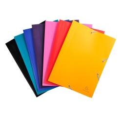 Sammelmappe mit Gummizug und 3 Klappen, PP 400µ, Eco, blickdicht, für Format DIN A4 - Farben sortiert