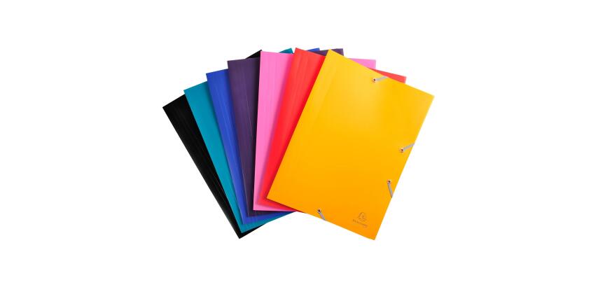 3 Flap Folders with Elastic Straps Opaque Polypropylene Eco A4 - Assorted colours