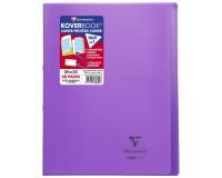 Cahier piqué Koverbook 24x32 cm 48 pages petits carreaux + marge couverture polypropylène transparent - Violet