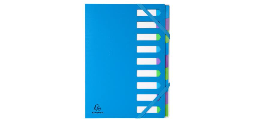 Trieur rigide HARMONIKA® Campus Neon dos extensible 9 compartiments - Bleu