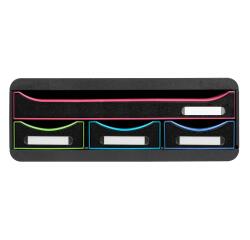 Módulo individual con 4 cajones con tope de seguridad y porta-etiquetas - 270x355x135 mm - Black Office - Negro/arlequín