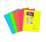 Carnet reliure intégrale enveloppante Koverbook Neon A5 160 pages petits carreaux couverture polypropylène opaque - Assortis
