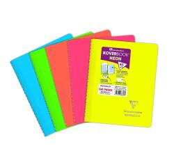Carnet reliure intégrale enveloppante Koverbook Neon A5 160 pages petits carreaux couverture polypropylène opaque - Assortis
