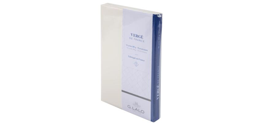 Ensemble 10 cartes + 10 enveloppes C6 Vergé de France, sous sachet