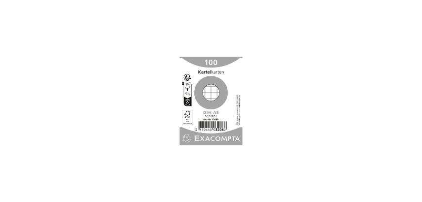 Paquet 100 fiches sous film - bristol quadrillé 5x5 non perforé 55x74mm - Blanc