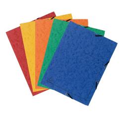 Exacompta Elasticated 3 Flap Folders Pre Printed - Assorted colours