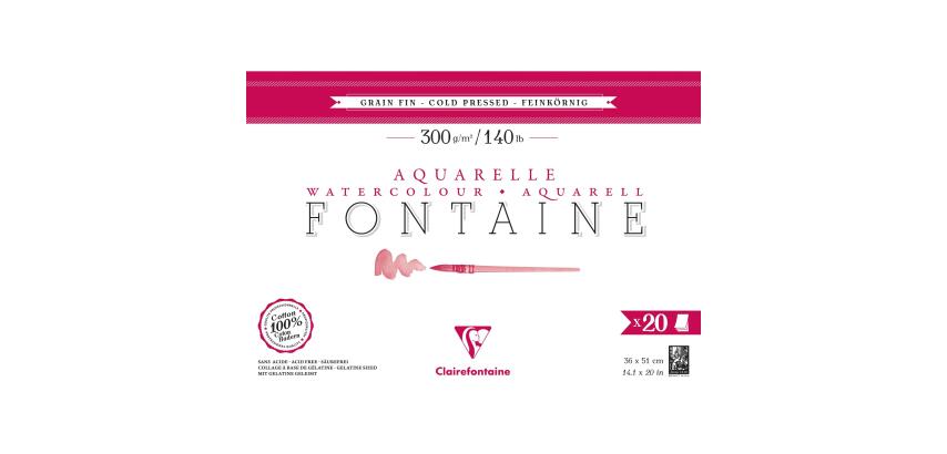 Fontaine bloc collé 4 côtés 20F 36x51cm 300g grain fin