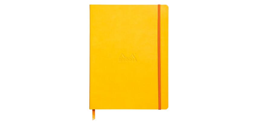 Rhodiarama carnet souple 19x25 cm 160 pages dot papier ivoire 90g fermeture élastique - Jonquille