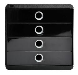 Module de classement Pop-Box 4 tiroirs Glossy - Noir/argent