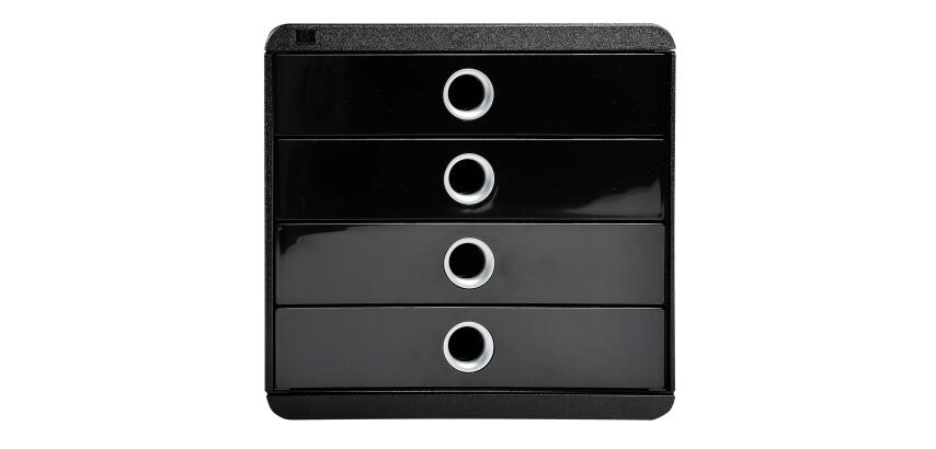 Schubladenbox POP-BOX mit 4 geschlossenen Laden - Schwarz/silber