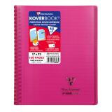 Cahier reliure intégrale enveloppante Koverbook 17x22cm 160 pages ligné + marge couverture polypropylène transparent - Rose