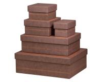 Rhodiarama set 5 boîtes gigognes simili cuir italien 44x34x16 cm - Chocolat