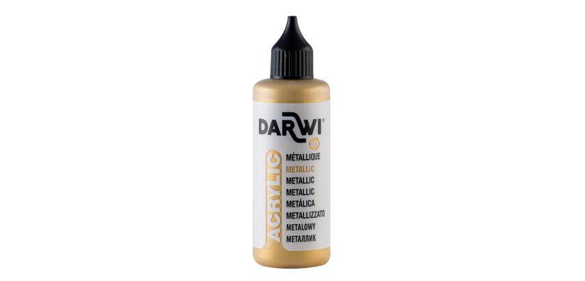 Darwi Flacon de 80 ml de Peinture Acrylique Universelle Métallique - Or