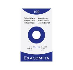 Confezione 100 cartoncini bristol senza righe non perforati 75x125mm - Bianco
