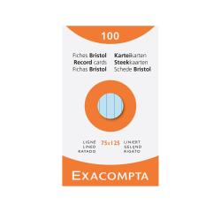 Etui de 100 fiches - bristol ligné non perforé 75x125mm - Geassorteerd