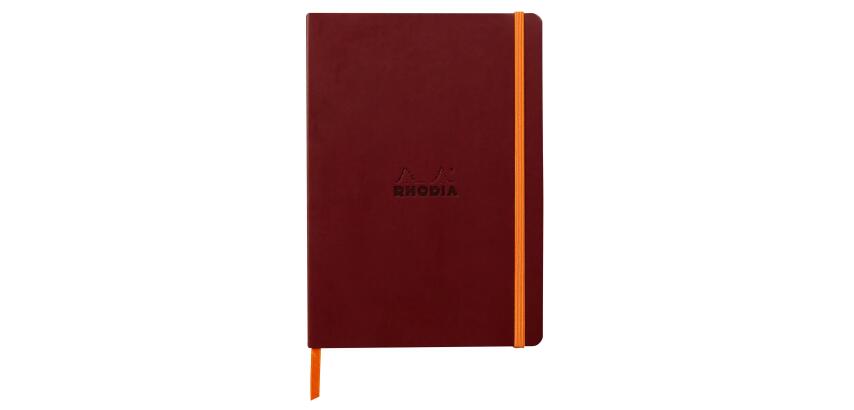 Rhodiarama carnet souple A5 160 pages ligné papier ivoire 90g fermeture élastique - Lie de vin