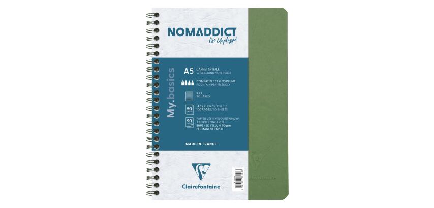 Cahier reliure intégrale Age Bag A5 100 pages petits carreaux - Vert