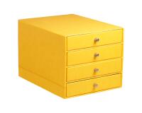 Rhodiarama trieur 4 tiroirs simili cuir italien 24,8x32,7x22,8 cm - Jonquille