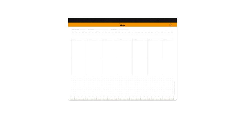 Rhodia sous-main semainier entoilé A4+ (22,2x29,9 cm) 60 feuillets microperforés - Blanc